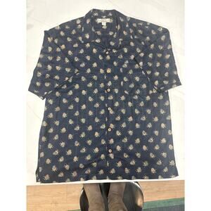 Tommy Bahama silk jacquard pineapple print camp shirt Size L hawaiian vacation